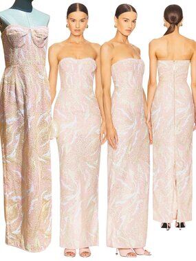🆕 BRONX & BANCO 🧿 NWOT Dahlia Blush Multi Sequin Maxi Dress - Sz L US 8